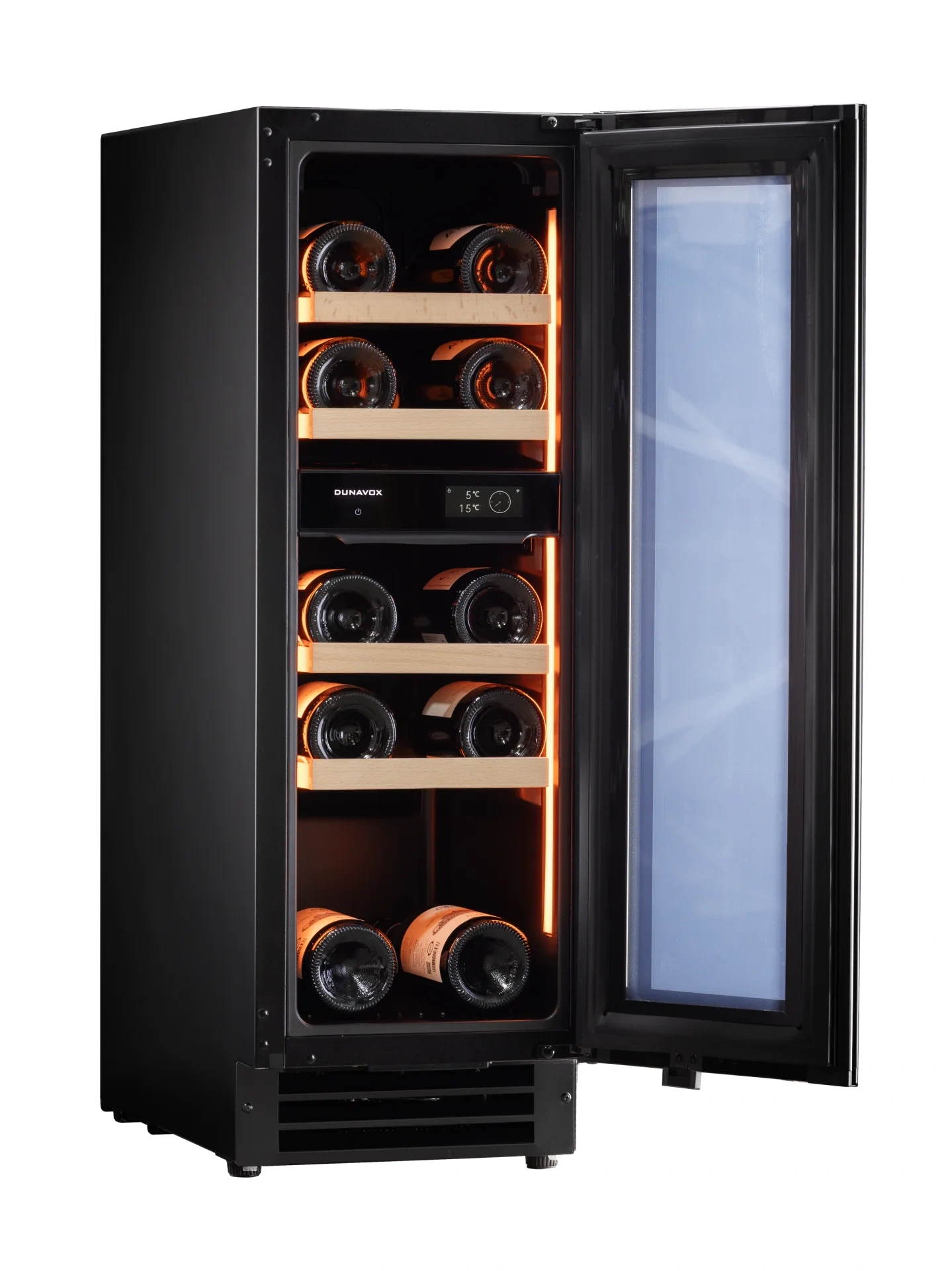 Vitrină de vin încorporabilă sub blat Dunavox DAUF-16.64DBH Flow, 2 zone, 17 sticle, 88 cm, clasa G, negru [6]