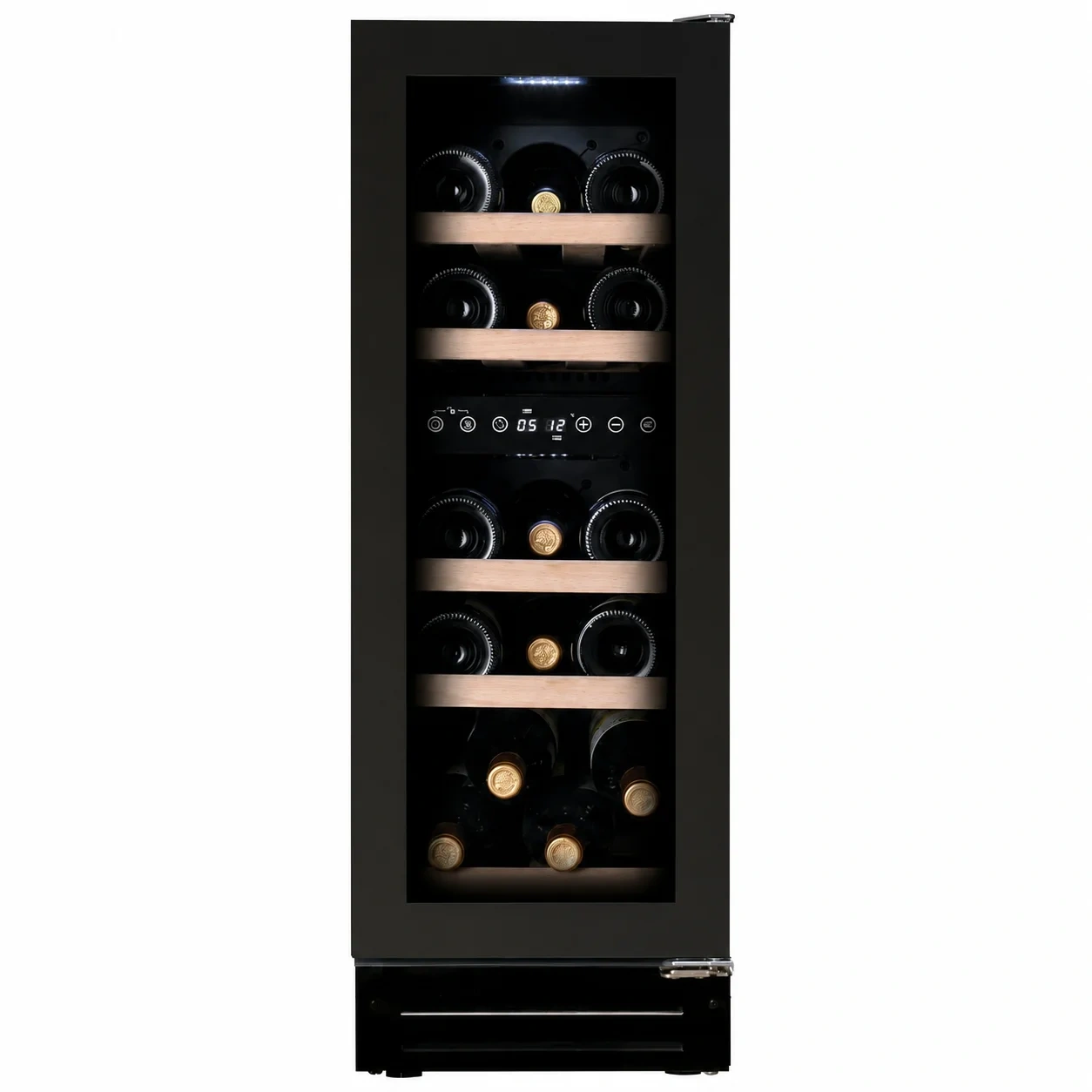 Vitrine de vin Dunavox  - Vitrină de vin încorporabilă sub blat Dunavox DAUF-17.58DBH Flow, 2 zone, 17 sticle, 81,5 cm, clasa G, negru