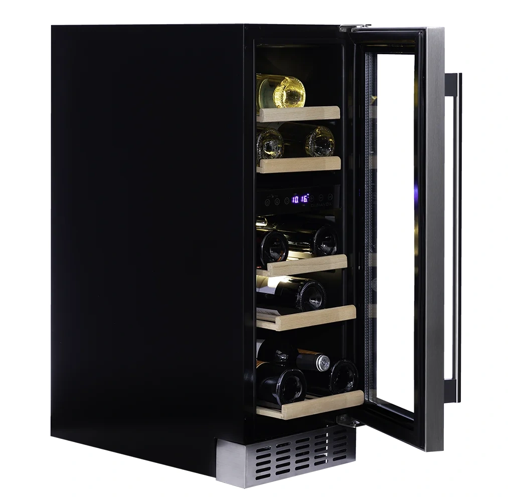 Vitrină de vin încorporabilă sub blat Dunavox DAUF-17.58DC Flow, 2 zone, 17 sticle, 81,5 cm, clasa G, culoare RAL personalizabilă [2]