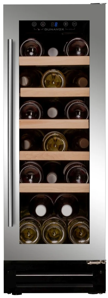 Vitrine de vin Dunavox  - Vitrină de vin încorporabilă sub blat Dunavox DAUF-19.58SS Flow, 1 zonă, 19 sticle, 81,5 cm, clasa G, inox