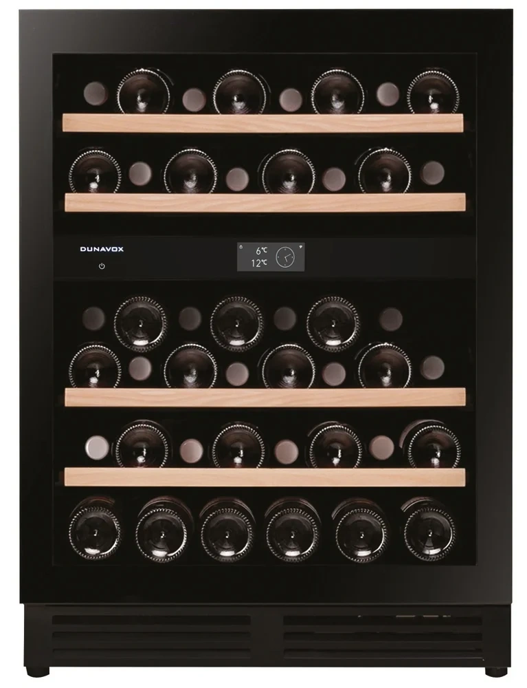 Vitrine de vin Dunavox  - Vitrină de vin încorporabilă sub blat Dunavox DAUF-41.146DBH Flow, 2 zone, 41 sticle, 88 cm, clasa F, negru