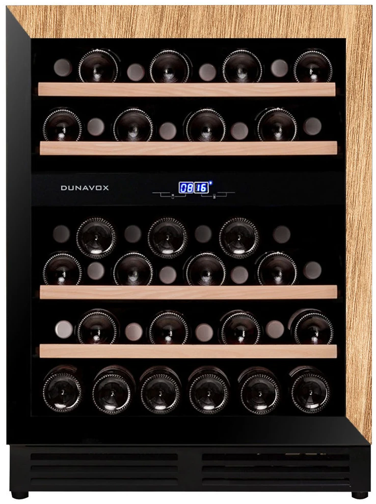 Vitrine de vin Dunavox  - Vitrină de vin încorporabilă sub blat Dunavox DAUF-45.125DOP.TO Flow, 2 zone, 45 sticle, 88 cm, clasa G, pentru panou de mobilier