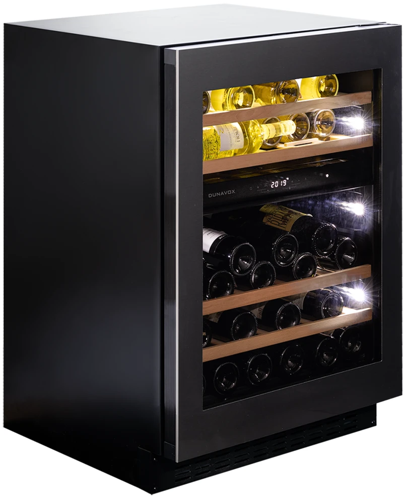 Vitrină de vin încorporabilă sub blat Dunavox DAUF-45.125DSS.TO Flow, 2 zone, 45 sticle, 88 cm, clasa G, inox [2]