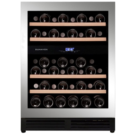 Vitrină de vin încorporabilă sub blat Dunavox DAUF-45.125DSS.TO Flow, 2 zone, 45 sticle, 88 cm, clasa G, inox [1]