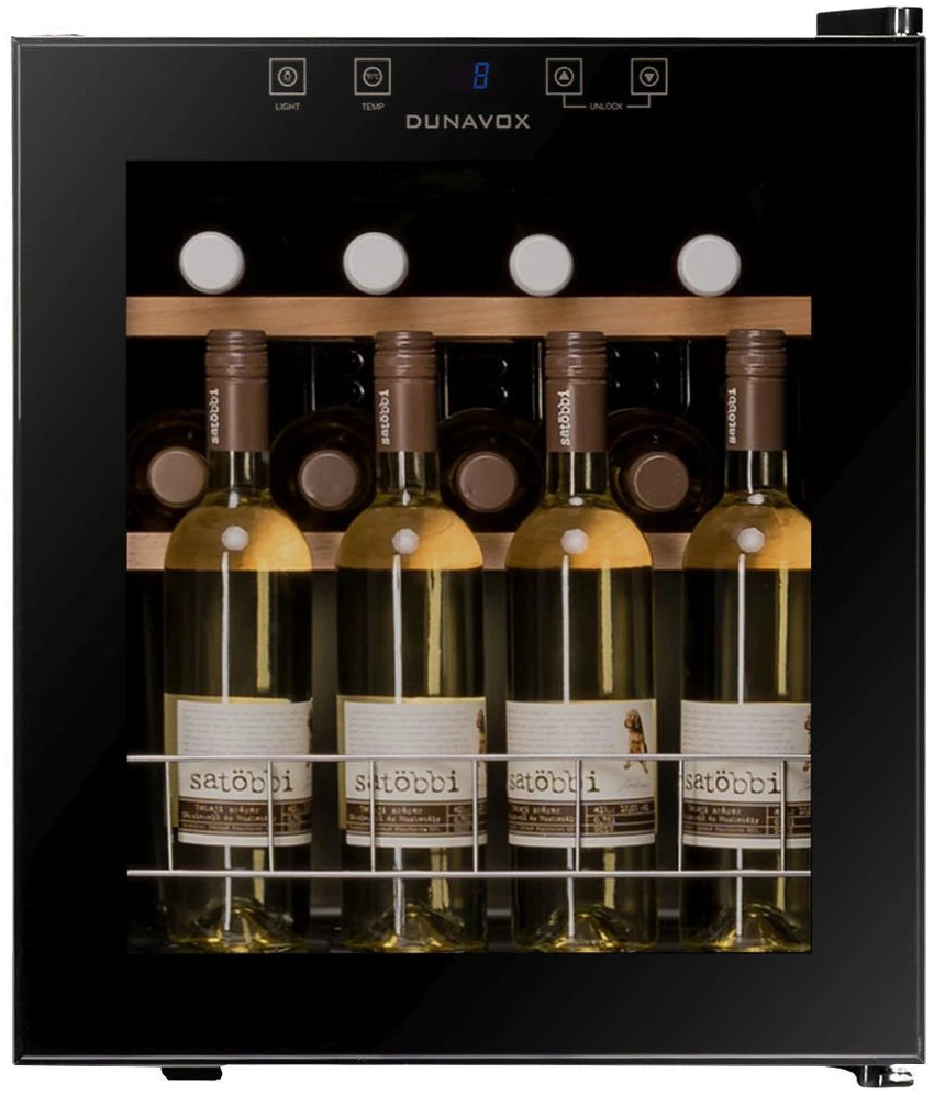  Vitrine de vin independente - Vitrină de vin independentă Dunavox DXFH-16.46 Home, 1 zonă, 15 sticle, 53 cm, clasa F, negru