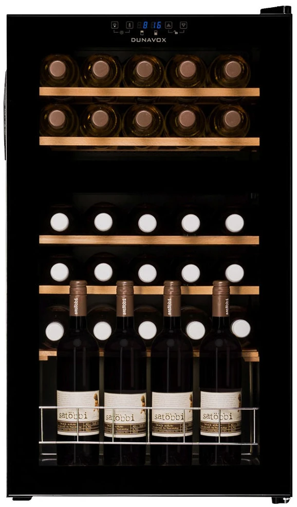  Vitrine de vin independente - Vitrină de vin independentă Dunavox DXFH-30.80 Home, 2 zone, 29 sticle, 86 cm, clasa G, negru