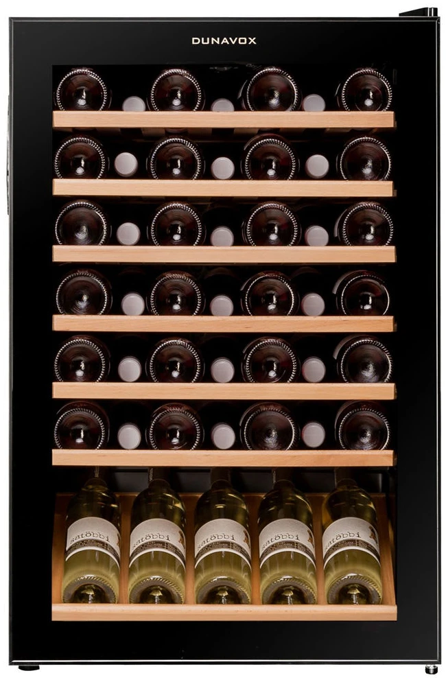 Vitrine de vin Dunavox  - Vitrină de vin independentă Dunavox DXFH-48.130 Home, 1 zonă, 48 sticle, 84,5 cm, clasa F, negru