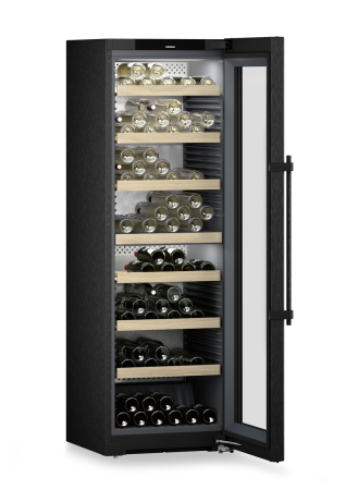 Racitoare de vin independente - Vitrină de vin independentă Liebherr WPbsi 5252 Vinidor, 2 zone, 155 sticle, 185,4 cm, clasa F, BlackSteel