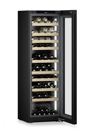 Racitoare de vin independente - Vitrină de vin independentă Liebherr WPgbi 5272 Vinidor Selection, 2 zone, 106 sticle, 185,4 cm, clasa F, BlackSteel