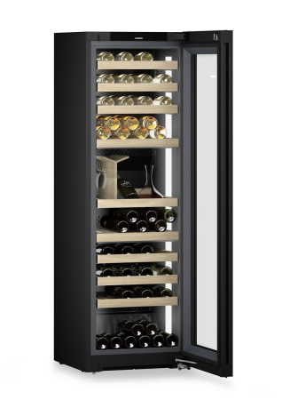Racitoare de vin independente - Vitrină de vin independentă Liebherr WPgbi 5283 Vinidor Selection, 3 zone, 85 sticle, 185,4 cm, clasa F, BlackSteel