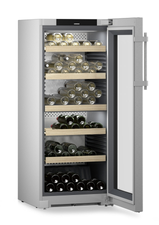 Racitoare de vin independente - Vitrină de vin independentă Liebherr WPsd 4652 Vinidor, 2 zone, 107 sticle, 145,4 cm, clasa F, argintiu