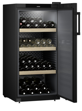 Racitoare de vin independente - Vitrină de vin independentă Liebherr WSbl 4201 GrandCru, 1 zonă, 141 sticle, 128,4 cm, clasa D, negru