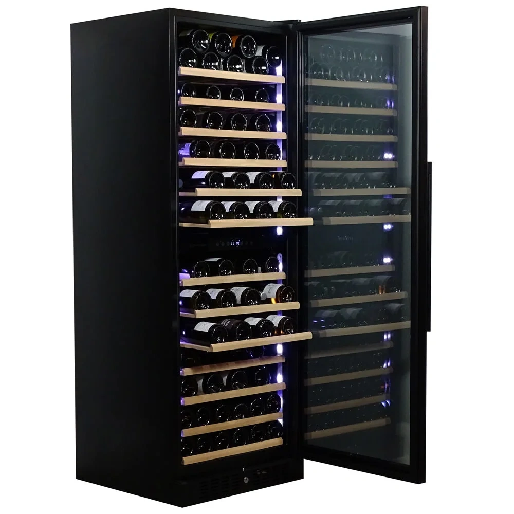 Vitrină de vin independentă sau încorporabilă Dunavox DX-108.330DB Grande, 2 zone, 101 sticle, 167 cm, clasa G, negru [1]