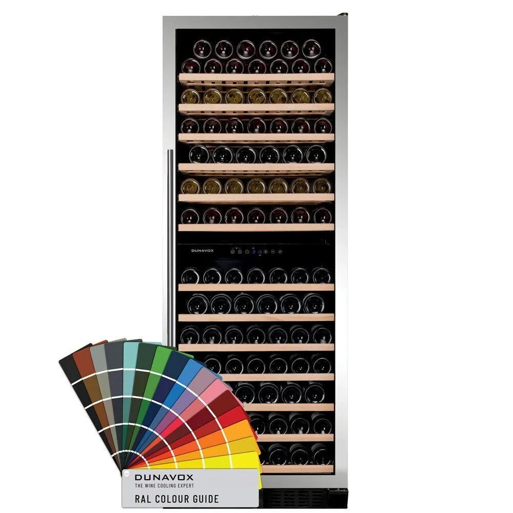 Vitrină de vin independentă sau încorporabilă Dunavox DX-108.330DB Grande, 2 zone, 101 sticle, 167 cm, clasa G, negru [4]
