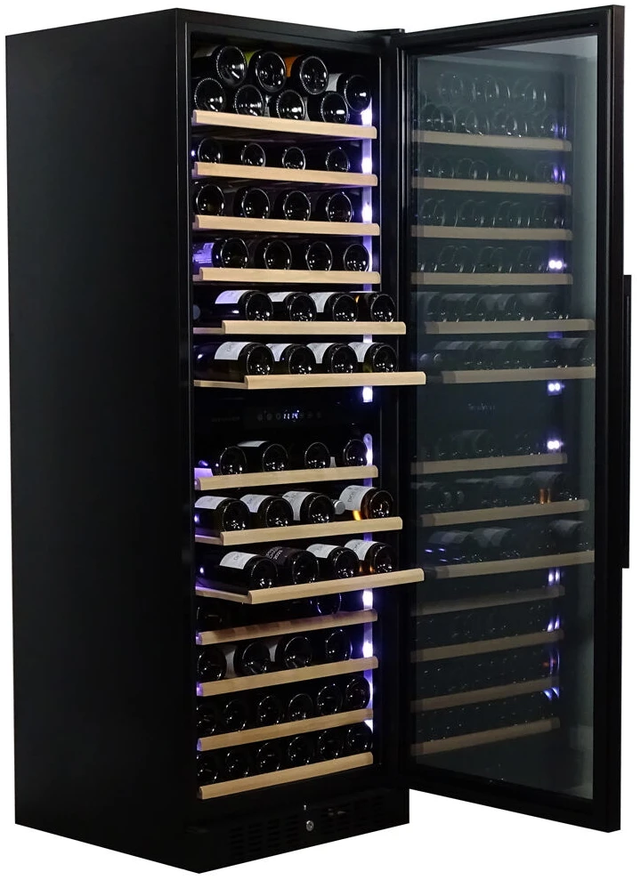 Vitrină de vin independentă sau încorporabilă Dunavox DX-108.330DSS Grande, 2 zone, 101 sticle, 167 cm, clasa G, inox [3]