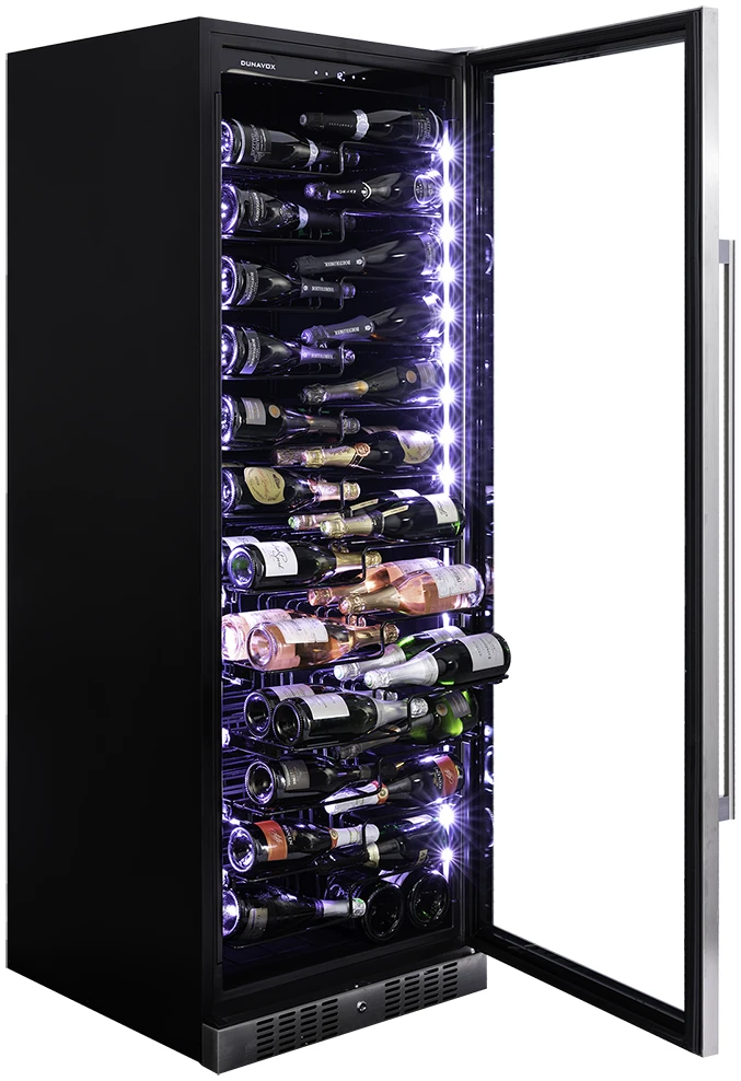 Vitrină de vin independentă sau încorporabilă Dunavox DX-143.468SS Sera, 1 zonă, 143 sticle, 183,5 cm, clasa G, inox [3]