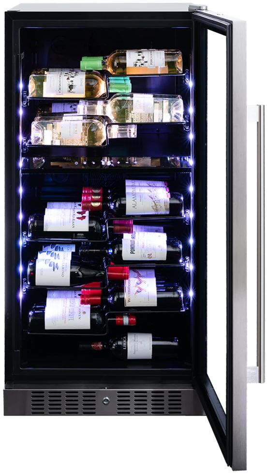 Vitrină de vin independentă sau încorporabilă Dunavox DX-58.258DSS Sera, 2 zone, 58 sticle, 121,5 cm, clasa G, inox [3]