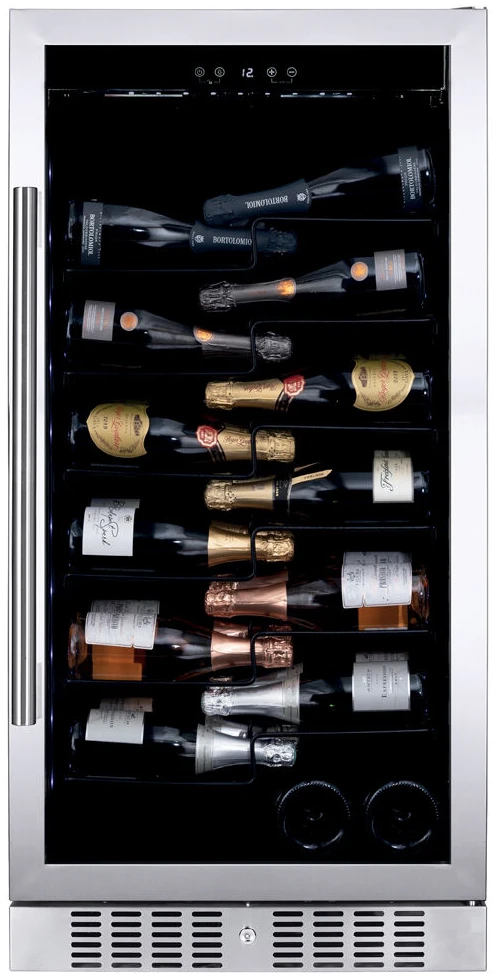 Vitrină de vin independentă sau încorporabilă Dunavox DX-70.258SS Sera, 1 zonă, 70 sticle, 121,5 cm, clasa F, inox [1]