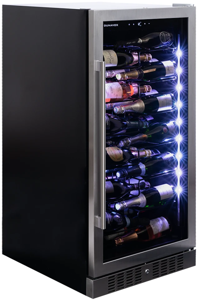 Vitrină de vin independentă sau încorporabilă Dunavox DX-70.258SS Sera, 1 zonă, 70 sticle, 121,5 cm, clasa F, inox [2]