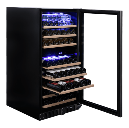 Vitrină de vin independentă sau încorporabilă Dunavox DX-94.270DBK Grande, 2 zone, 94 sticle, 121,5 cm, clasa G, negru [3]