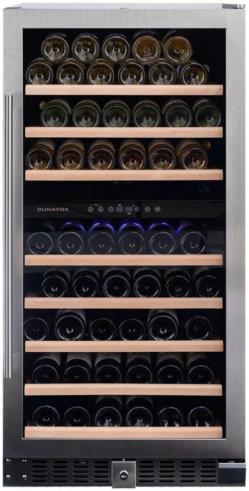  Vitrine de vin independente - Vitrină de vin independentă sau încorporabilă Dunavox DX-94.270SDSK Grande, 2 zone, 94 sticle, 121,5 cm, clasa G