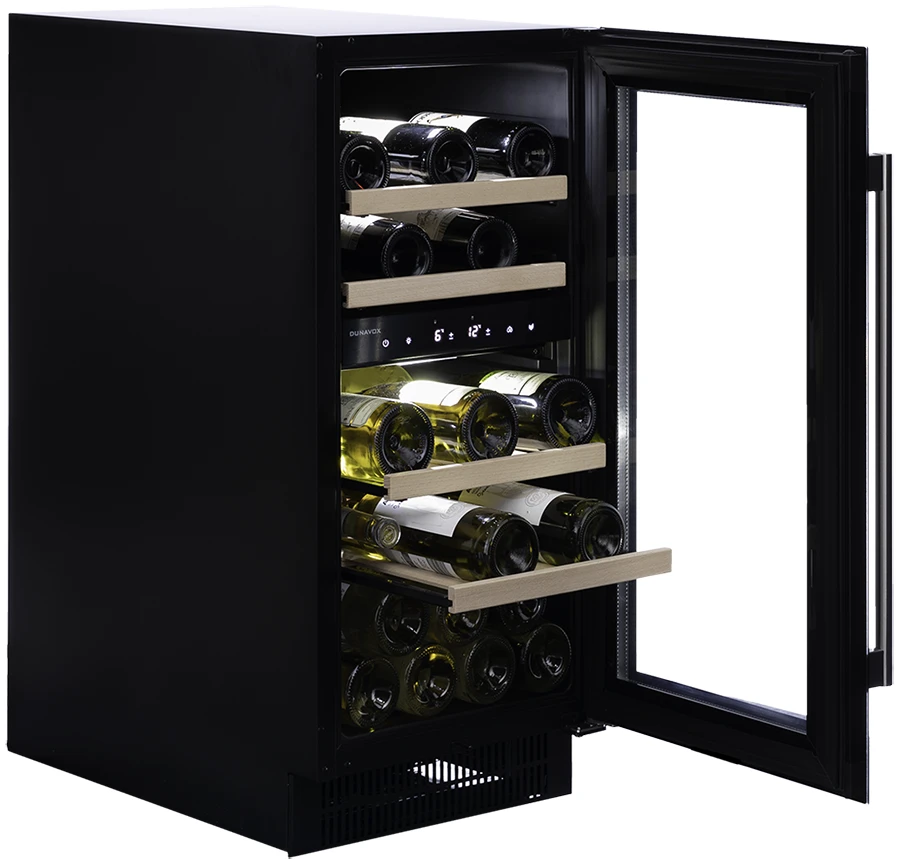 Vitrină de vin sub blat sau independentă Dunavox DAUF-32.78DB Flow, 2 zone, 32 sticle, 82 cm, clasa G, negru [3]