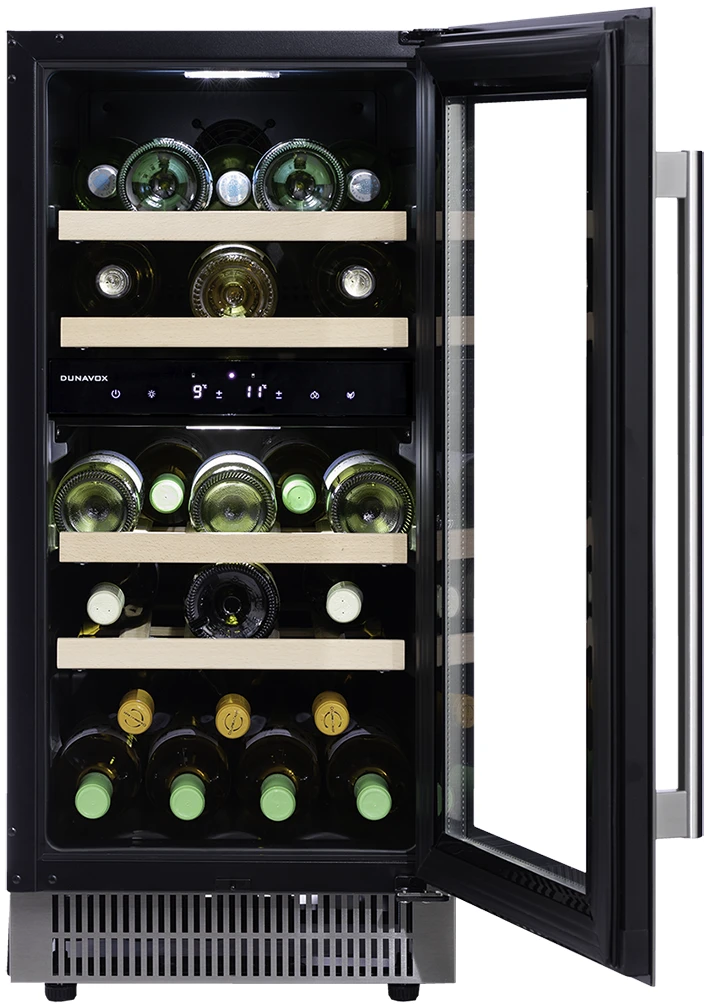 Vitrină de vin sub blat sau independentă Dunavox DAUF-32.78DSS Flow, 2 zone, 32 sticle, 82 cm, clasa G, inox [2]