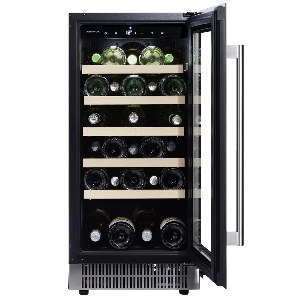 Vitrină de vin sub blat sau independentă Dunavox DAUF-32.83MB Flow, 1 zonă, 32 sticle, 82 cm, clasa F, negru mat [7]