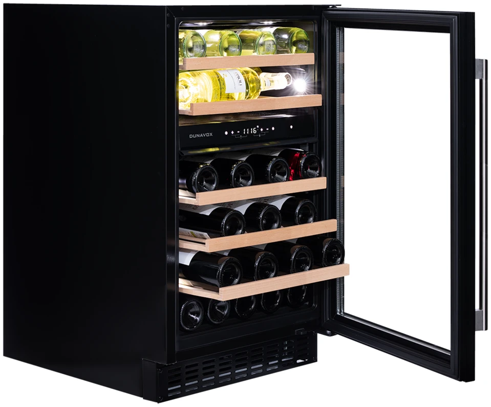 Vitrină de vin sub blat sau independentă Dunavox DAUF-38.100DB Flow, 2 zone, 38 sticle, 82 cm, clasa G, negru [3]