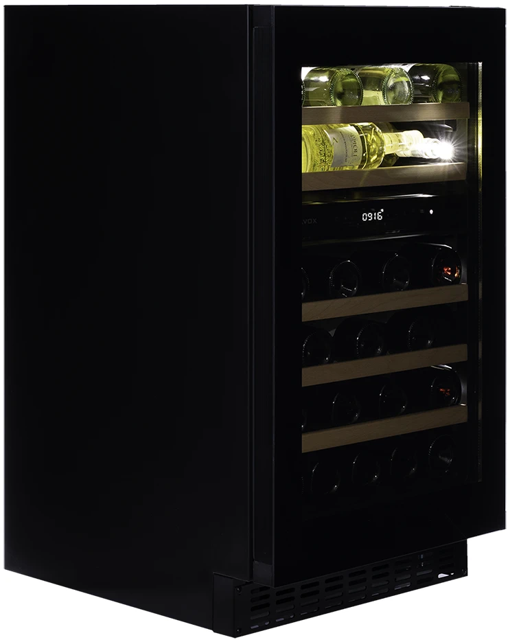 Vitrină de vin sub blat sau independentă Dunavox DAUF-38.100DB.TO Flow, 2 zone, 38 sticle, 82 cm, clasa G, negru [2]