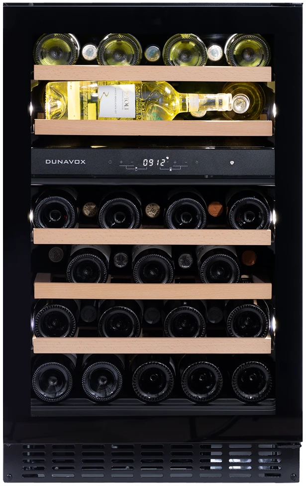 Vitrină de vin sub blat sau independentă Dunavox DAUF-38.100DB.TO Flow, 2 zone, 38 sticle, 82 cm, clasa G, negru [1]