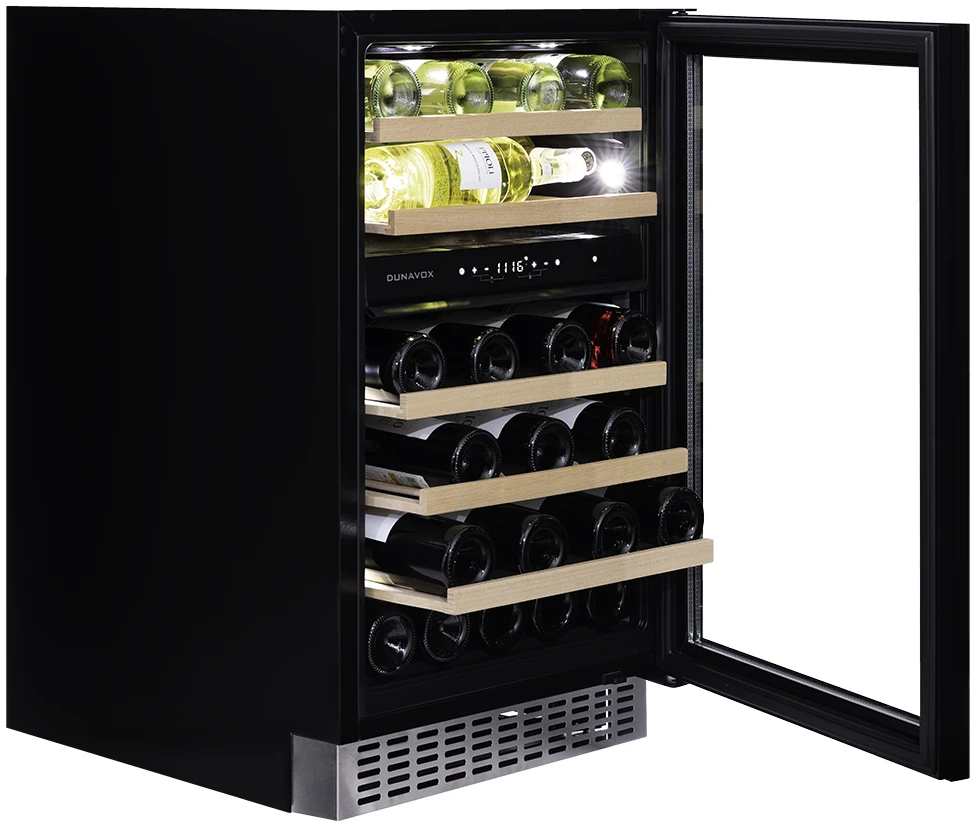 Vitrină de vin sub blat sau independentă Dunavox DAUF-38.100DSS.TO Flow, 2 zone, 38 sticle, 82 cm, clasa G, inox [2]