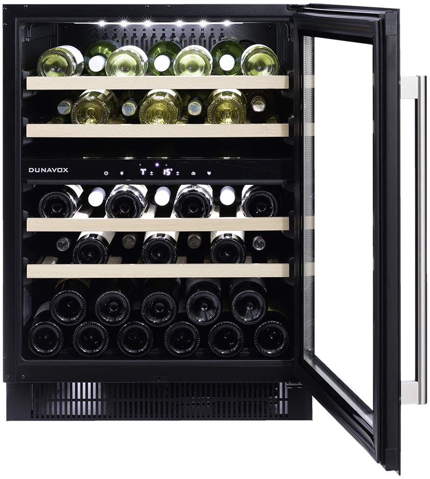 Vitrină de vin sub blat sau independentă Dunavox DAUF-39.121DB Flow, 2 zone, 39 sticle, 82 cm, clasa F, negru [3]