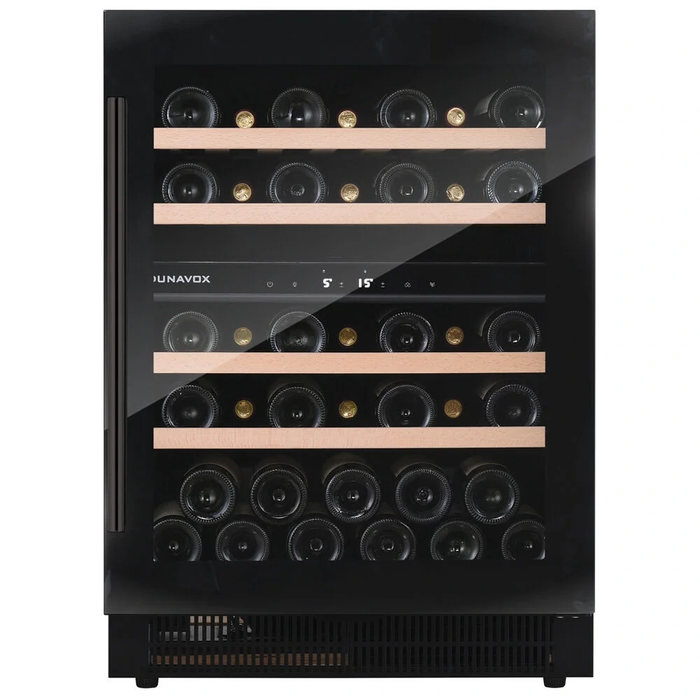 Vitrină de vin sub blat sau independentă Dunavox DAUF-39.121DMB Flow, 2 zone, 39 sticle, 82 cm, clasa F, negru mat [1]