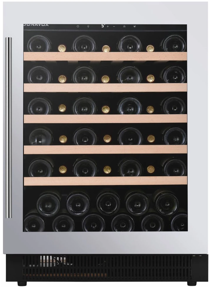  Vitrine de vin independente - Vitrină de vin sub blat sau independentă Dunavox DAUF-46.138SS Flow, 1 zonă, 46 sticle, 82 cm, clasa G, inox
