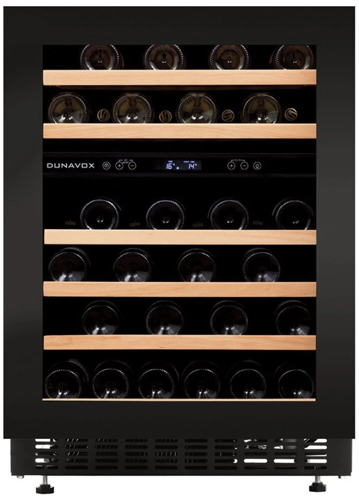 Vitrine de vin Dunavox  - Vitrină de vin sub blat sau independentă Dunavox DAUF-46.145DBH Flow, 2 zone, 46 sticle, 82 cm, clasa G, negru