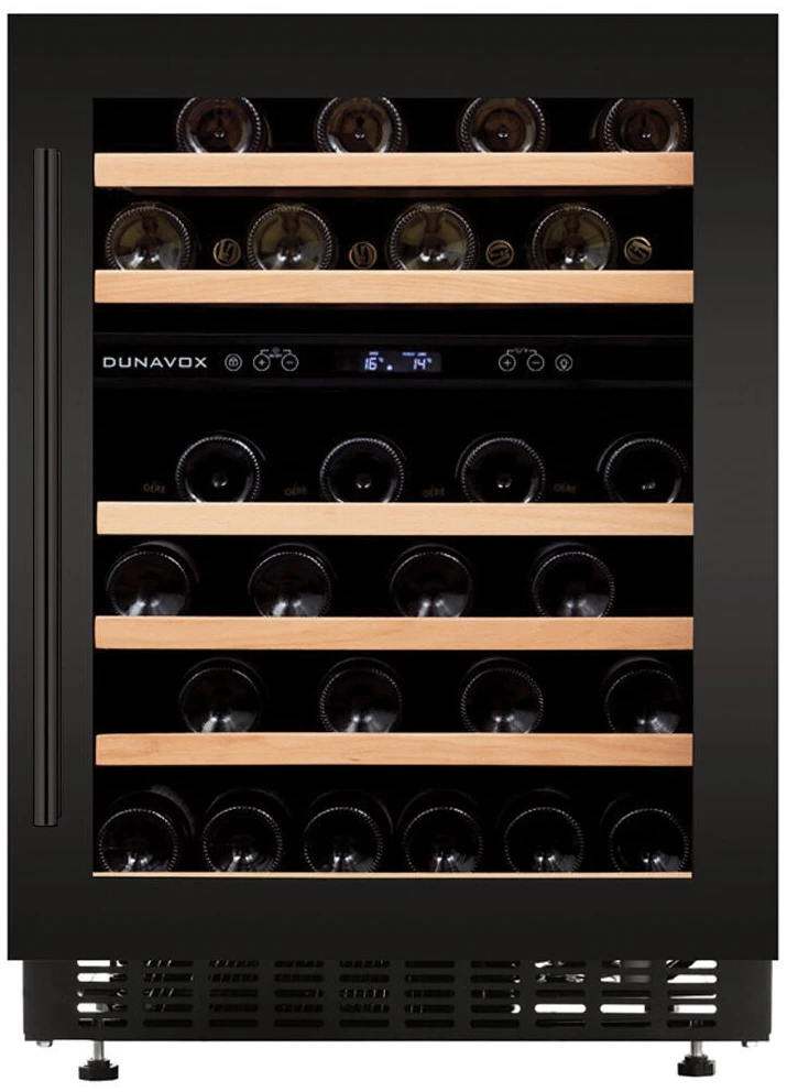 Vitrine de vin Dunavox  - Vitrină de vin sub blat sau independentă Dunavox DAUF-46.145DMB Flow, 2 zone, 46 sticle, 82 cm, clasa G, negru mat