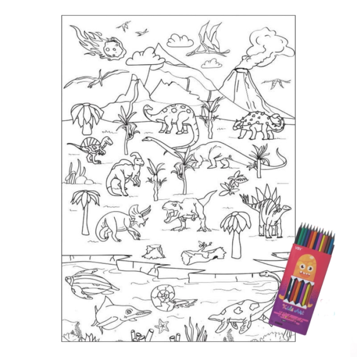 Postere gigant de colorat Dinozauri, 70x100cm [2]