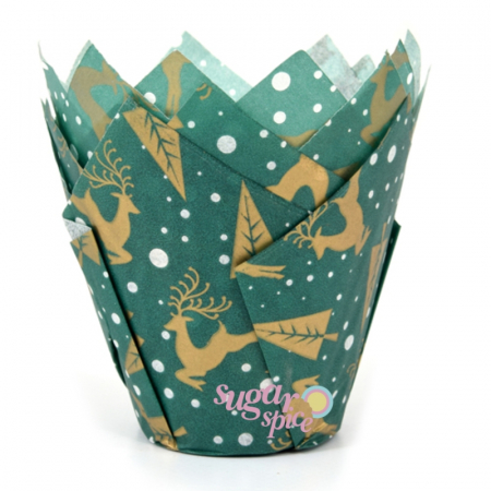 Briose - chese-tulip-lalea-hartie-copt-briose-verde-ren-craciun-50x80mm-25buc