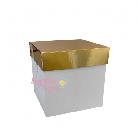 Torturi - cutii-ambalare-torturi-carton-albe-capac-auriu-20cm