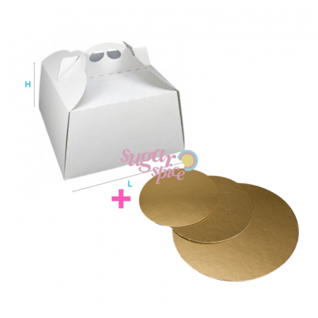Cutii tort - set-cutii-ambalare-tort-albe-discuri-aurii-ambalare-torturi-carton