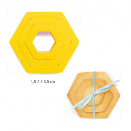 Decupatoare - decupatoare-cookies-biscuiti-hexagon-cofetarie-set-3buc