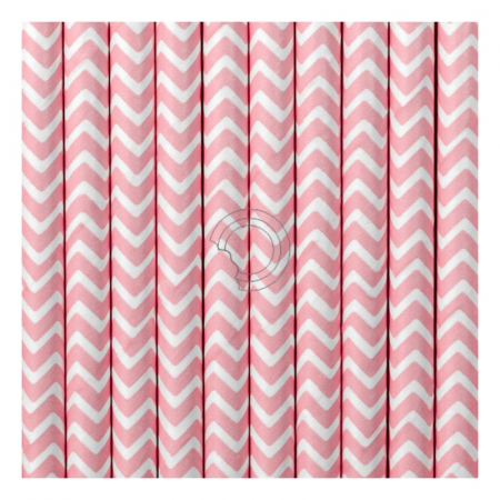 COLECTII - paie-baut-hartie-biodegradabile-bauturi-cakepops-roz-deschis-dungi-set-10buc