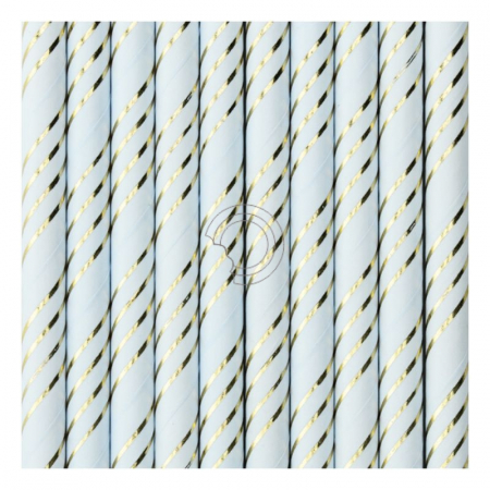 Paie colorate - paie-baut-hartie-biodegradabile-bauturi-cakepops-bleu-auriu-set-10buc