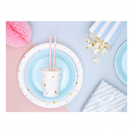 COLECTII - paie-baut-hartie-biodegradabile-bauturi-cakepops-roz-dungi-set-10buc