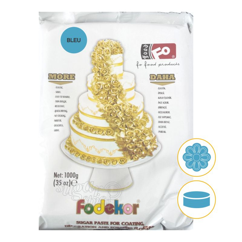 Pasta de zahar - Icing - pasta-de-zahar-fondant-acoperit-tort-modelat-figurine-flori-albastru