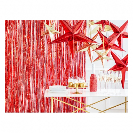 Articole party - perdea-decorativa-franjuri-metalizat-rosu-250-cm