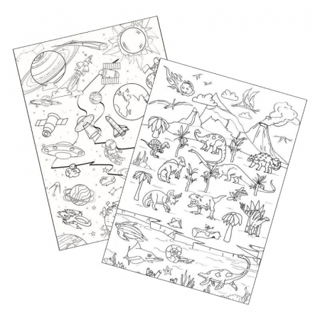 RELAXARE & HOBBY - Postere de colorat Dinozauri + Aventura Spatiala, 70x100cm