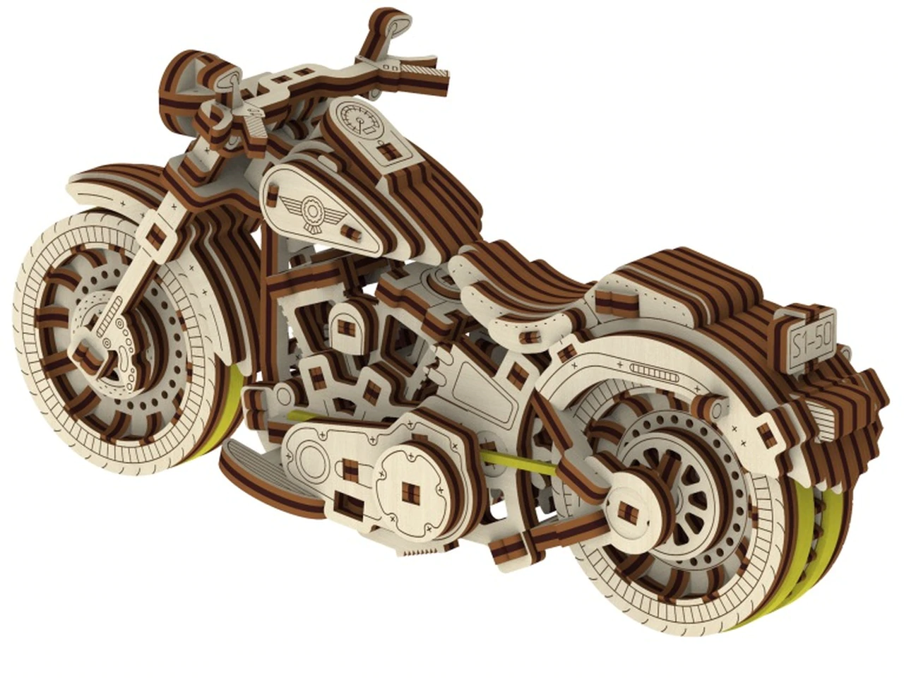 Puzzle mecanic 3D din lemn, Moto Cruiser V-Twin, 168 piese [1]