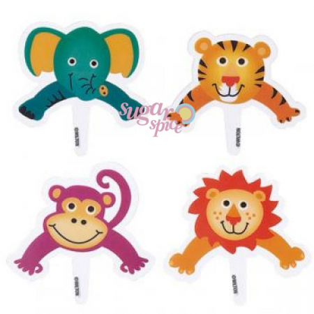 Ornamente - topper-cupcakes-petrecere-copii-cake-topper-animale-jungla-candybar